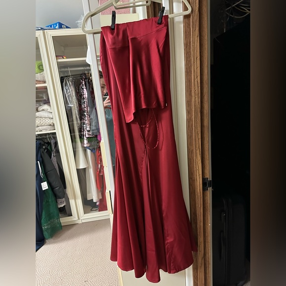 Serena Draped Neck Gown - Deep Red - Picture 5 of 5